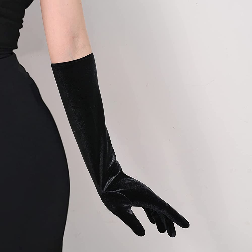 Black Velvet-Look Fancy Gloves